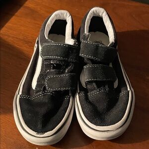 Vans Kids Black and White Velcro Skate Sneakers